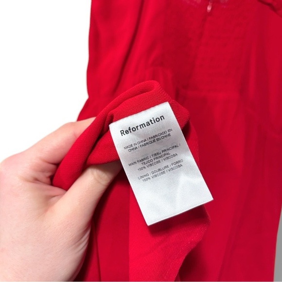 Reformation Marin Cherry Red Romantic Ruffle Mini Dress Size 0 - Picture 9 of 9